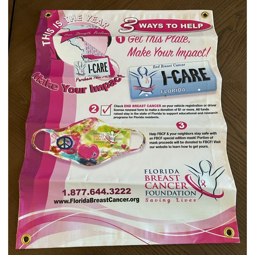 Florida Breast Cancer Foundation I-Care License 17 x 23 DMV Poster‎ Advertise